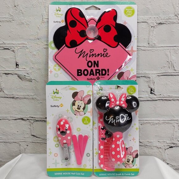 SAFETY 1ST MINNIE MOUSE BRUSH, COMB, NAIL CLIPPERS, FILES, & CAR SIGN - Picture 1 of 16
